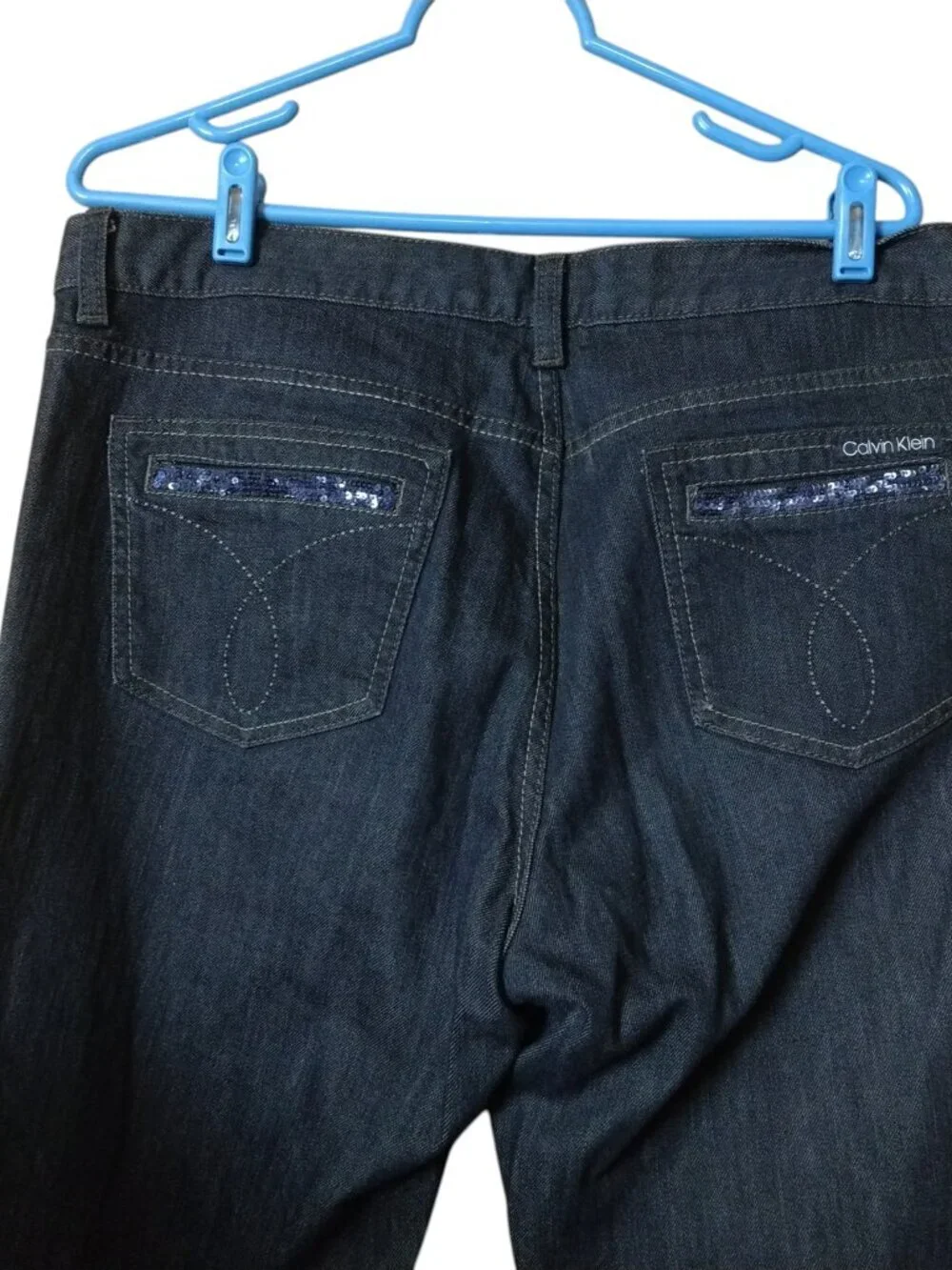 Calvin Klein Jeans Women's Size 32 Blue Flare High Rise Dark Wash Denim Jeans